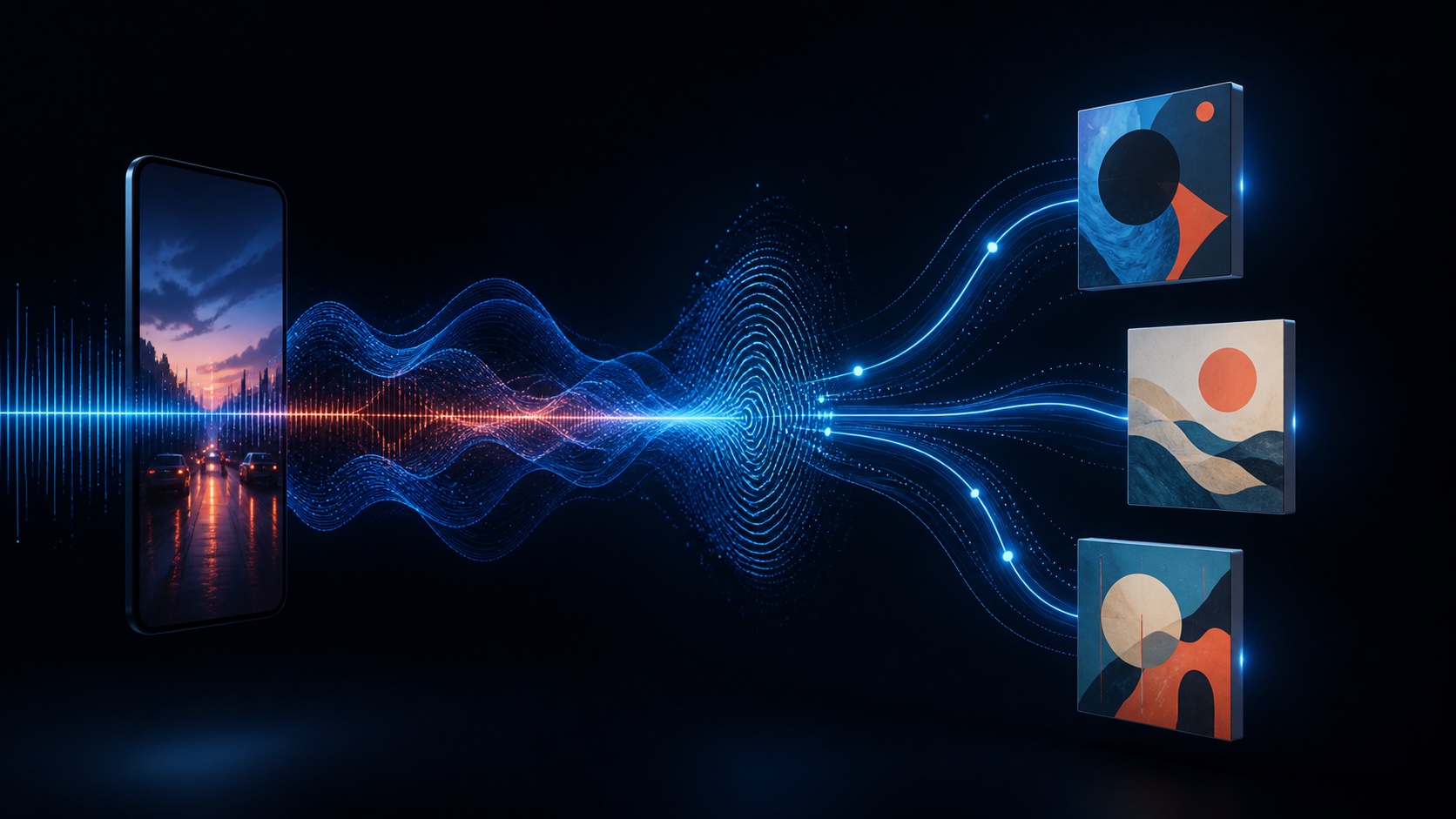 Illustration of audio from a short video becoming a recognized group of tracks